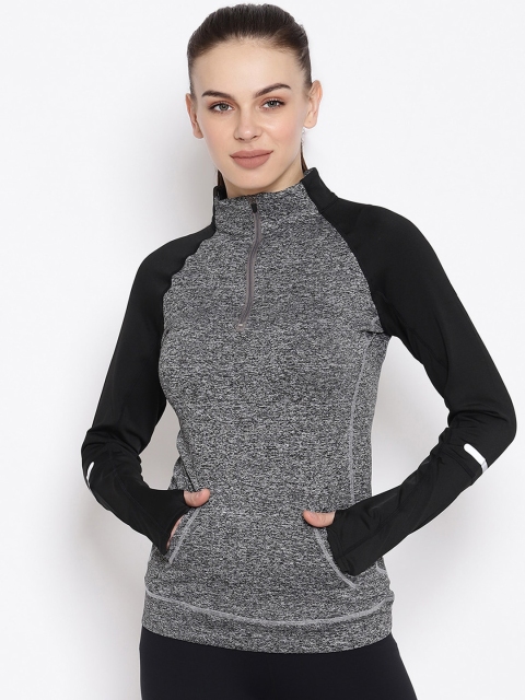 

iki chic Women Grey Printed High Neck T-shirt