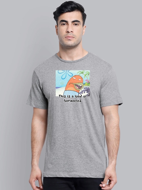 

Free Authority Men Grey Sponge Bob Printed Round Neck T-shirt