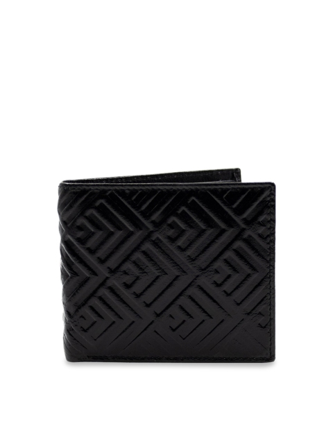 

RICH BORN Men Black Textured Leather Two Fold Wallet