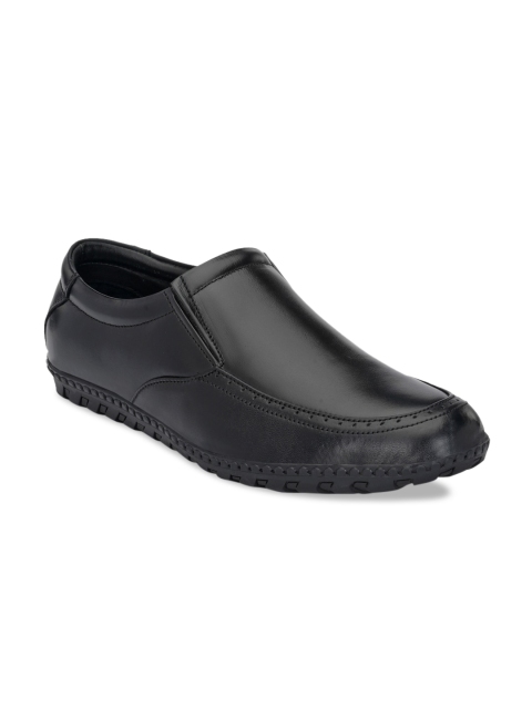 

Fentacia Men Black Solid Genuine Leather Formal Slip-Ons