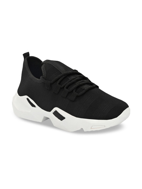 

Mactree Men Black Woven Design Sneakers