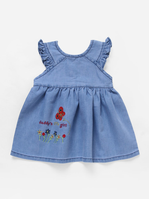 

The Magic Wand Girls Blue Solid Fit and Flare Dress