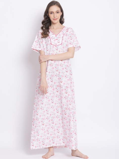 

Kanvin White & Pink Printed Nightdress