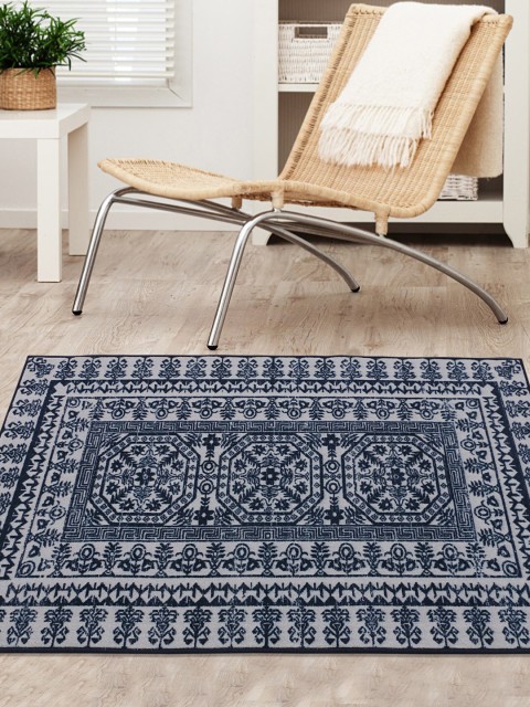 

RUGSMITH Blue & White Printed Anti-Skid Carpet