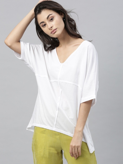

RAREISM Women White Solid Regular Top