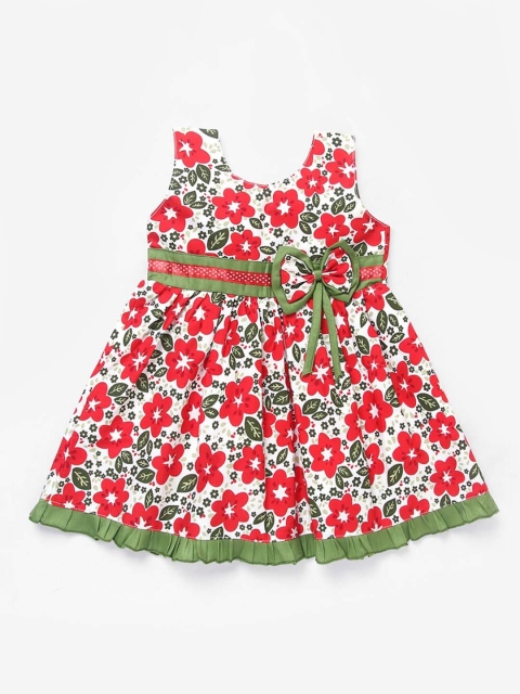 

The Magic Wand Girls Red Printed Fit and Flare Dress