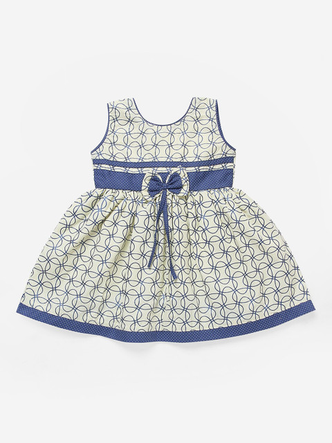 

The Magic Wand Girls Yellow Printed Fit and Flare Dress
