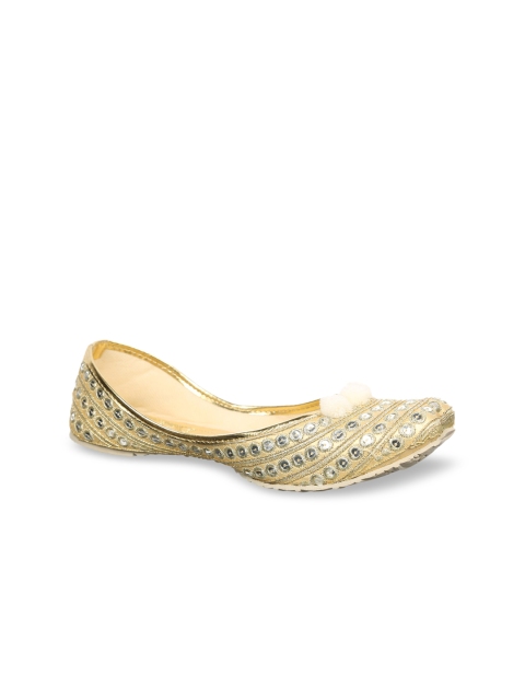 

Ta Chic Women Gold-Toned Embellished Mojaris