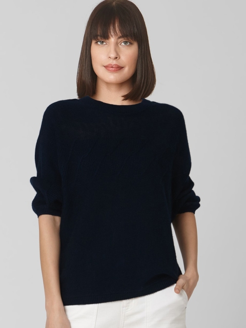 

Vero Moda Women Navy Blue Solid Pullover Sweater