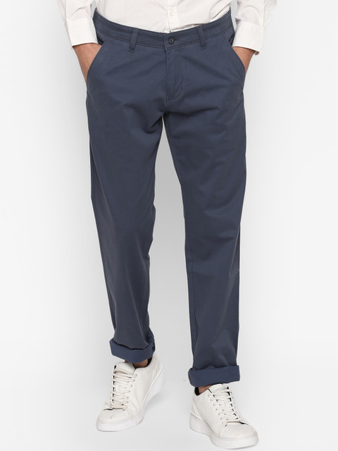 

Cantabil Men Blue Straight Fit Solid Regular Trousers