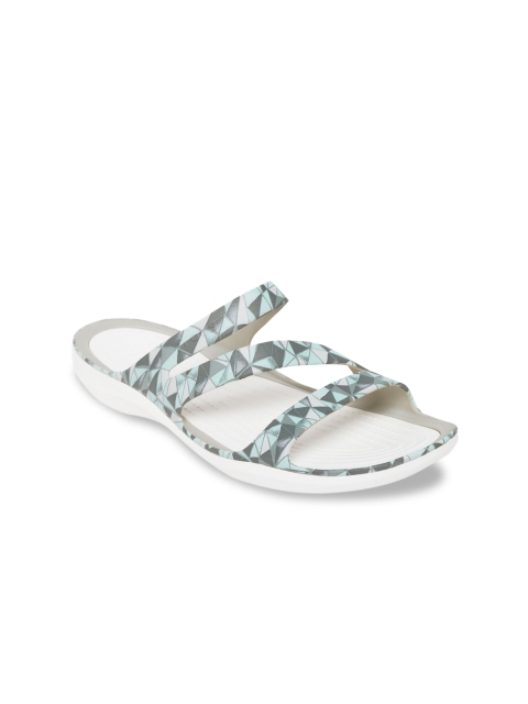 

Crocs Swiftwater Women Green Printed Open Toe Flats