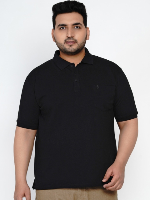 

John Pride Men Black Solid Polo Collar T-shirt