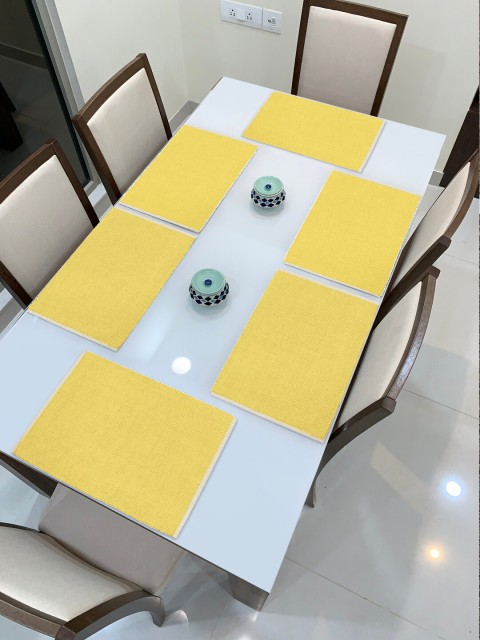 

HOKIPO Set Of 6 Yellow Solid Heat Resistant Table Placemats