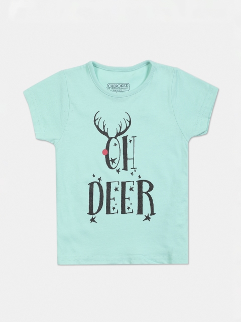 

Cherokee Girls Blue Printed Round Neck T-shirt