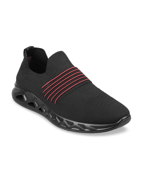 

Metro Men Black Woven Design Slip-On Sneakers