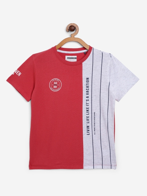 

Octave Boys Red & Grey Colourblocked Round Neck T-shirt
