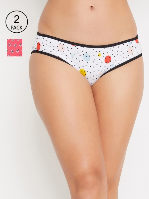 

Clovia Women Pack Of 2 Printed Bikini Briefs COMPN1025, Pink