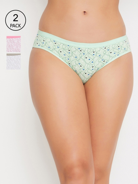 

Clovia Women Pack Of 3 Printed Bikini Briefs COMPN1031, Pink