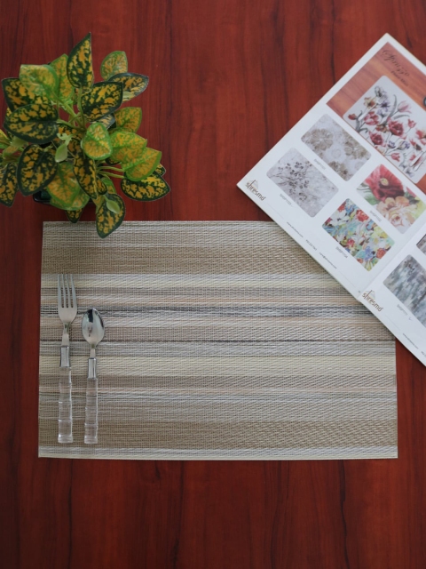

Shresmo Set Of 6 Grey & Beige Textured Rectangular Table Placemats