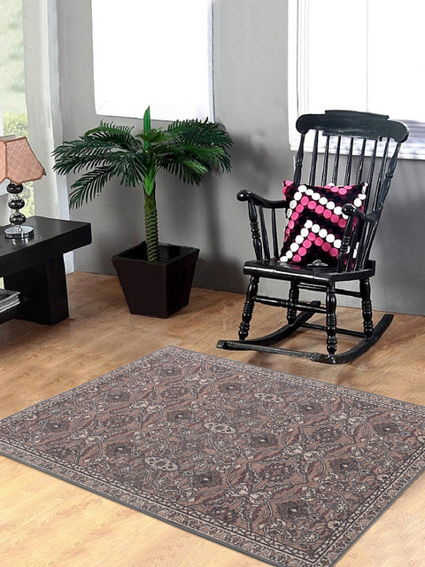 

RUGSMITH Brown & Beige Digital Printed Anti-Skid Carpet