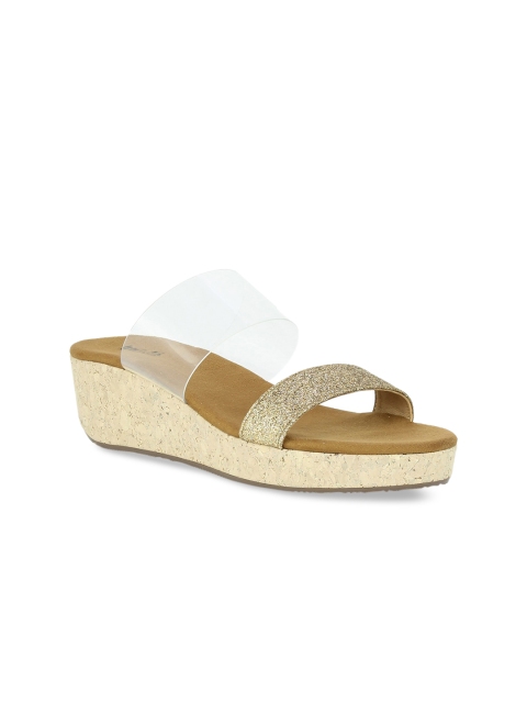 

Inc 5 Women Gold-Toned & Transparent Embellished Wedges