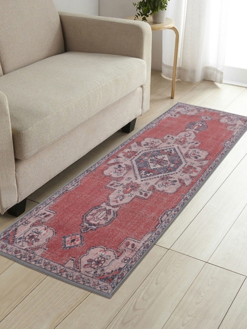 

RUGSMITH Red & Beige Printed Anti-Skid Floor Runner