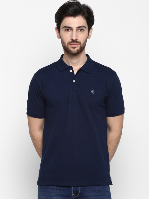 

Cantabil Men Navy Blue Solid Polo Collar T-shirt