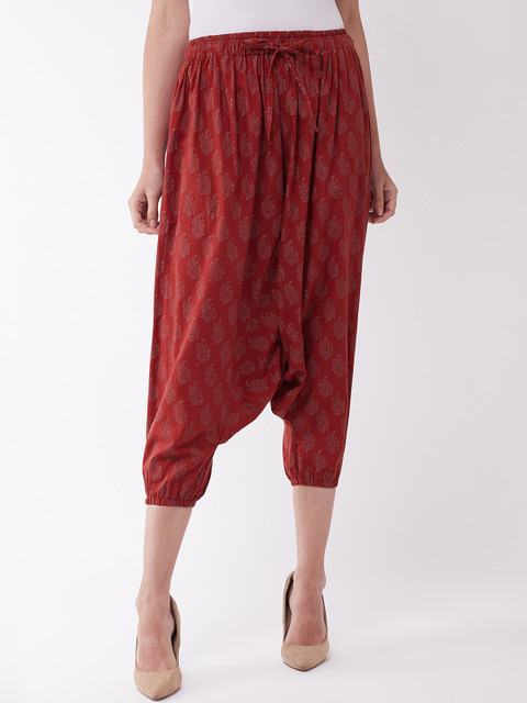 

InWeave Women Maroon Ethnic Motifs Printed Straight-Fit Harem Pants
