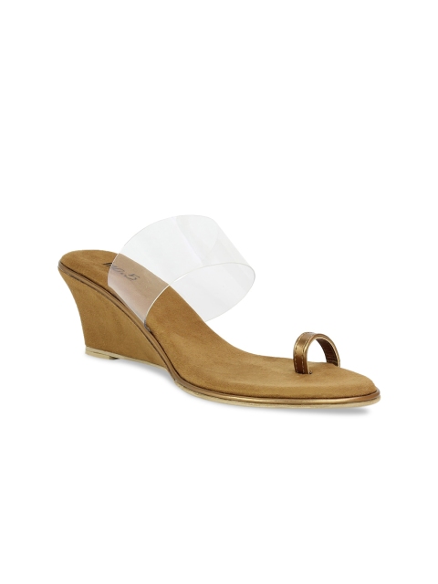 

Inc 5 Women Tan & Transparent Colourblocked Wedges