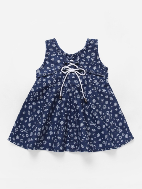 

The Magic Wand Girls Blue Printed Fit and Flare Dress