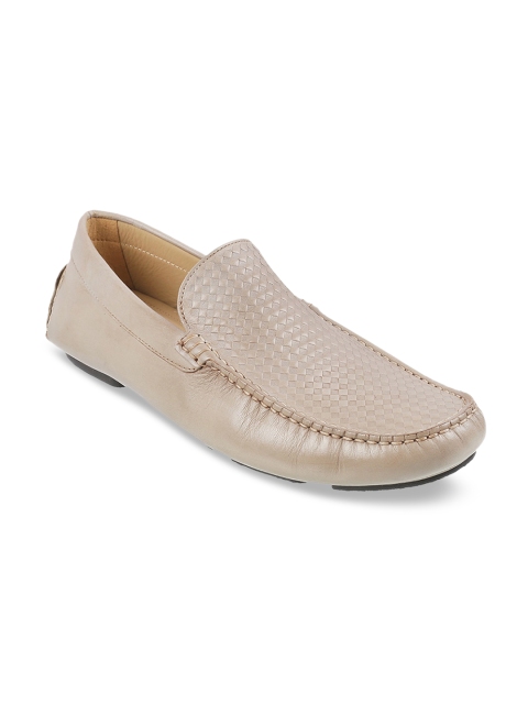 

DAVINCHI Men Grey Textured Leather Loafers