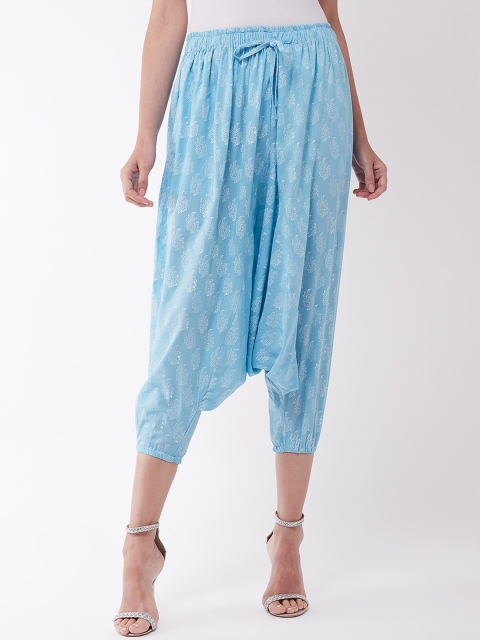 

InWeave Women Blue & White Printed Cropped Harem Pants