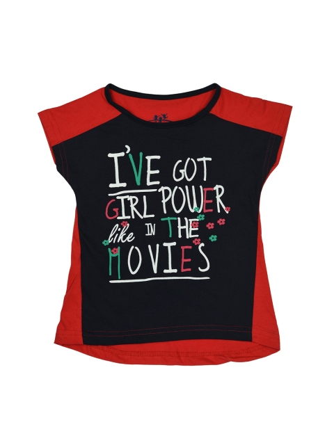 

Orange Pumpkkin Navy Blue & Red Printed Pure Cotton Regular Top