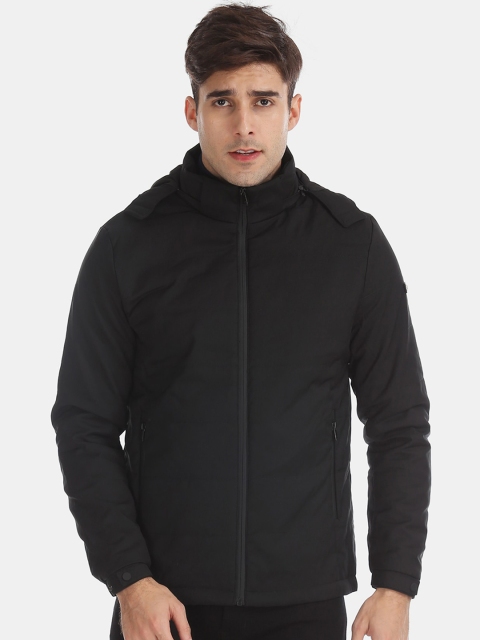 

Arrow Sport Men Black Solid Detachable Hooded Padded Jacket