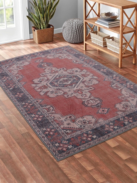 

RUGSMITH Red & Beige Printed Anti-Skid Carpet