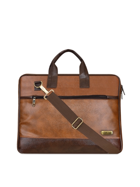 

LOREM Unisex Tan Brown Textured 16 Inch Laptop Bag