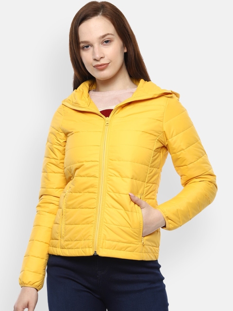 

Van Heusen Woman Women Yellow Solid Cotton Windcheater Open Front Jacket