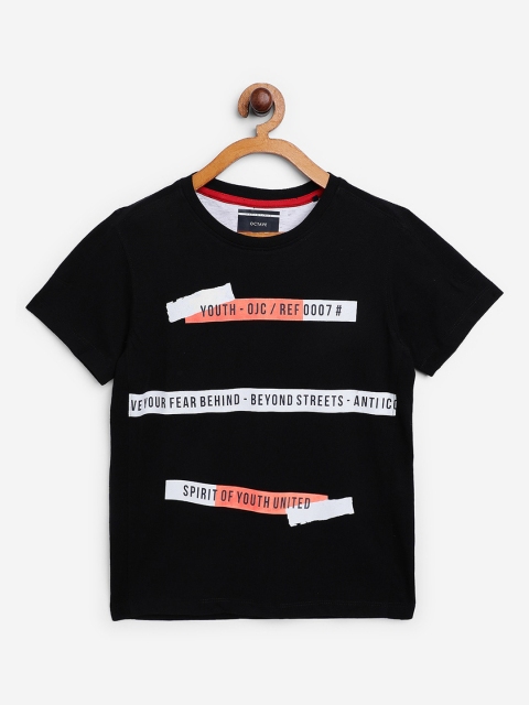 

Octave Boys Black Printed Round Neck T-shirt