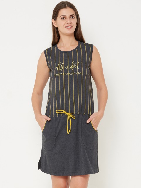 

Sweet Dreams Grey & Yellow Striped Nightdress