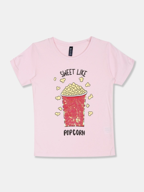

Cherokee Girls Pink Printed Round Neck T-shirt