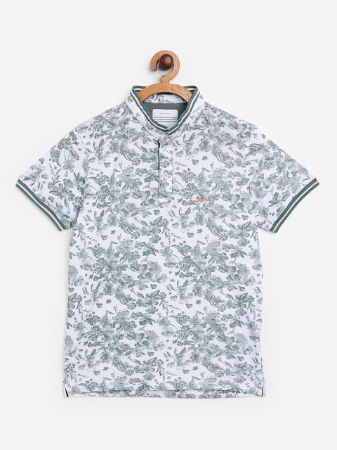 

Octave Boys Olive Green Printed Mandarin Collar T-shirt