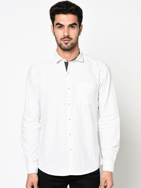

METTLE Men White Regular Fit Printed Casual Shirt