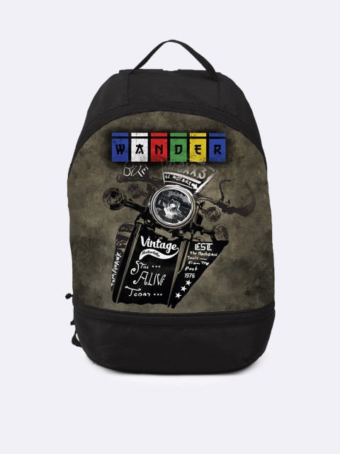 

Bewakoof Unisex Black & Grey Graphic Backpack