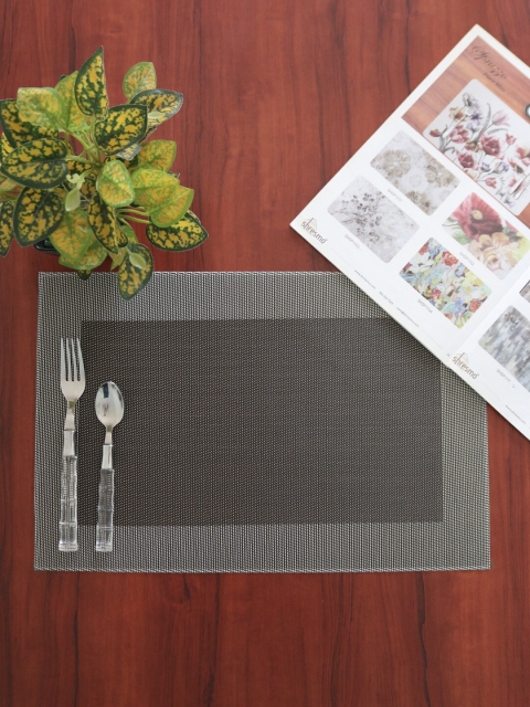 

Shresmo Set Of 6 Grey Textured Table Placemats, Brown