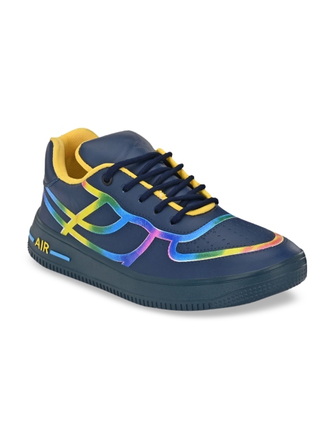 

Mactree Men Navy Blue Printed Pu Sneakers