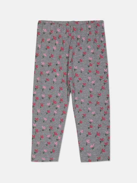 

Donuts Infant Girls Grey & Pink Printed Ankle-Length Leggings