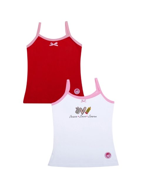 

DChica Girls Pack of 2 Red & White Camisoles