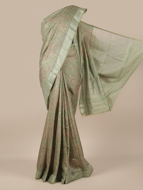 

Pothys Green Printed Jute Silk Saree