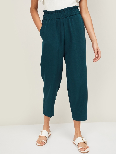 

CODE by Lifestyle Women Teal Regular Fit Solid Regular Trousers