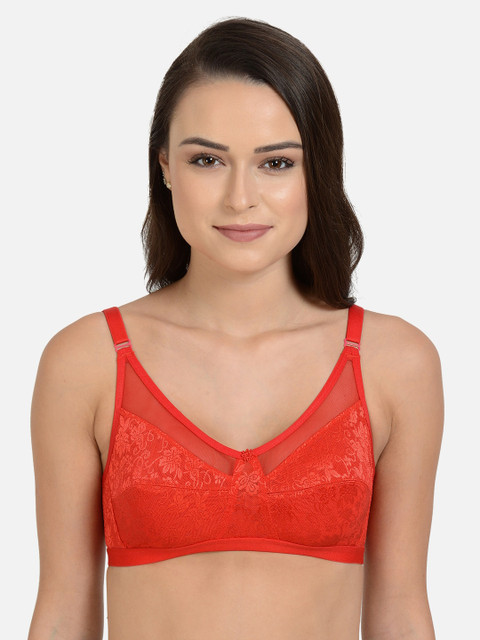 

mod & shy Red Self Design Non-Wired Non Padded Everyday Bra MS102MM